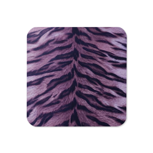 Purple Tiger Print Cork-Back Coaster