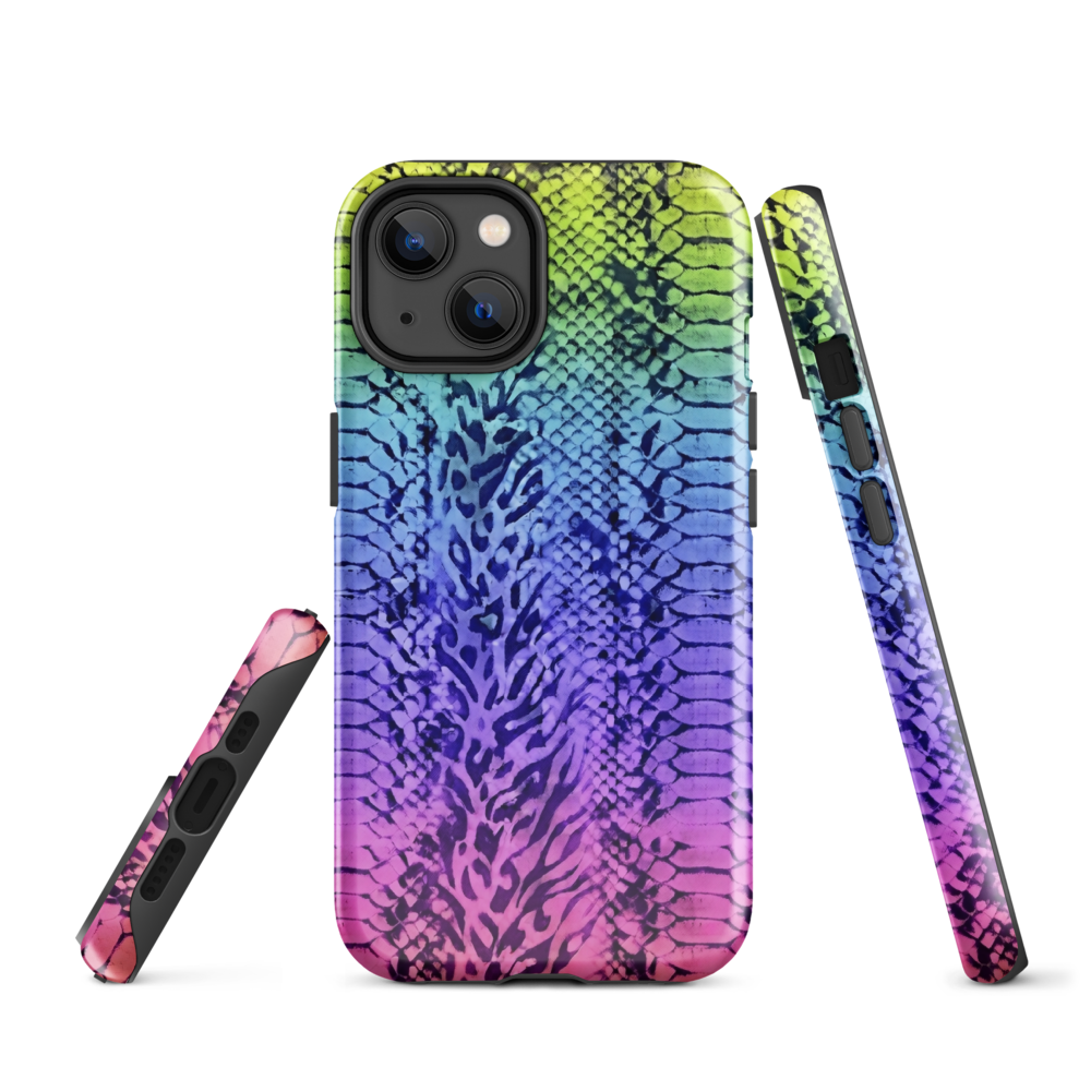 Neon Rainbow Snake Skin & Leopard Print Tough Case for iPhone®