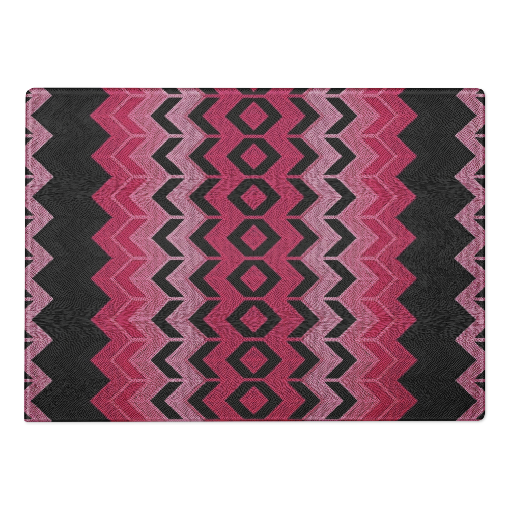 Classic Pink Chevron Pattern Glass Cutting & Charcuterie Board