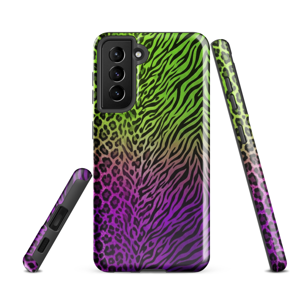 Neon Green & Purple Zebra & Leopard Print Tough Case for Samsung