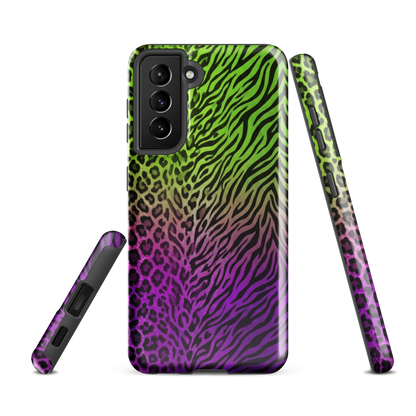 Neon Green & Purple Zebra & Leopard Print Tough Case for Samsung