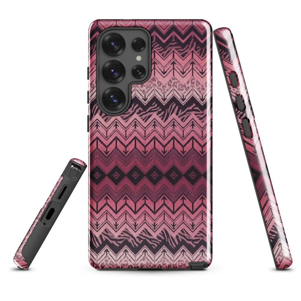 Pink Chevron Pattern Leopard & Zebra Print Tough Case for Samsung