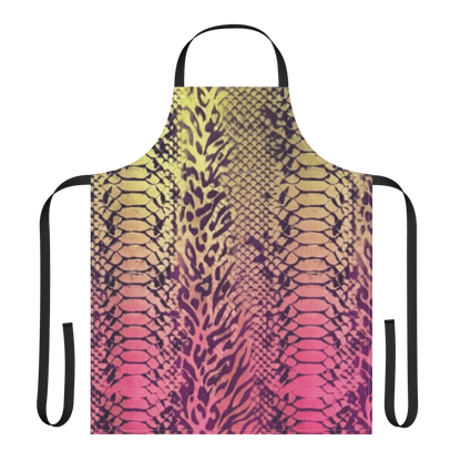 Yellow & Pink Snake Skin & Leopard Print Strap Apron