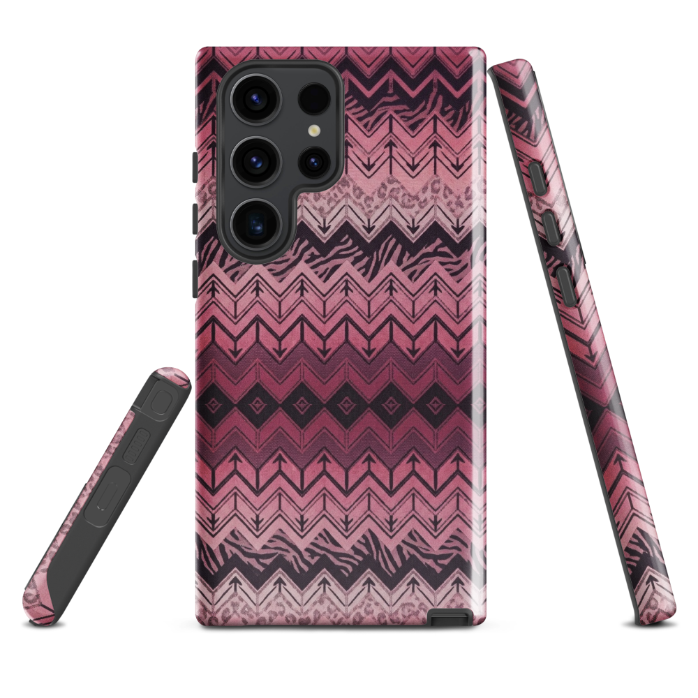 Pink Chevron Pattern Leopard & Zebra Print Tough Case for Samsung