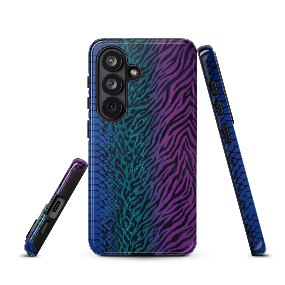 Blue to Purple Dark Snake Zebra & Leopard Print Tough Case for Samsung