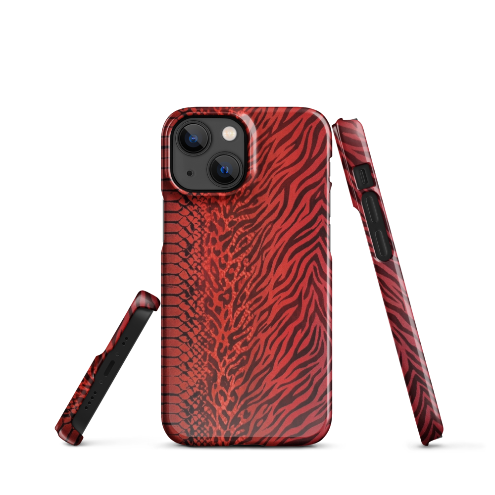 Red Zebra Snake & Leopard Print Snap Case for iPhone