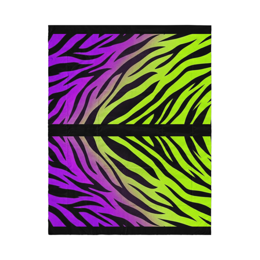 Zebra Print Neon Green and Purple Y2k inspired Comforter