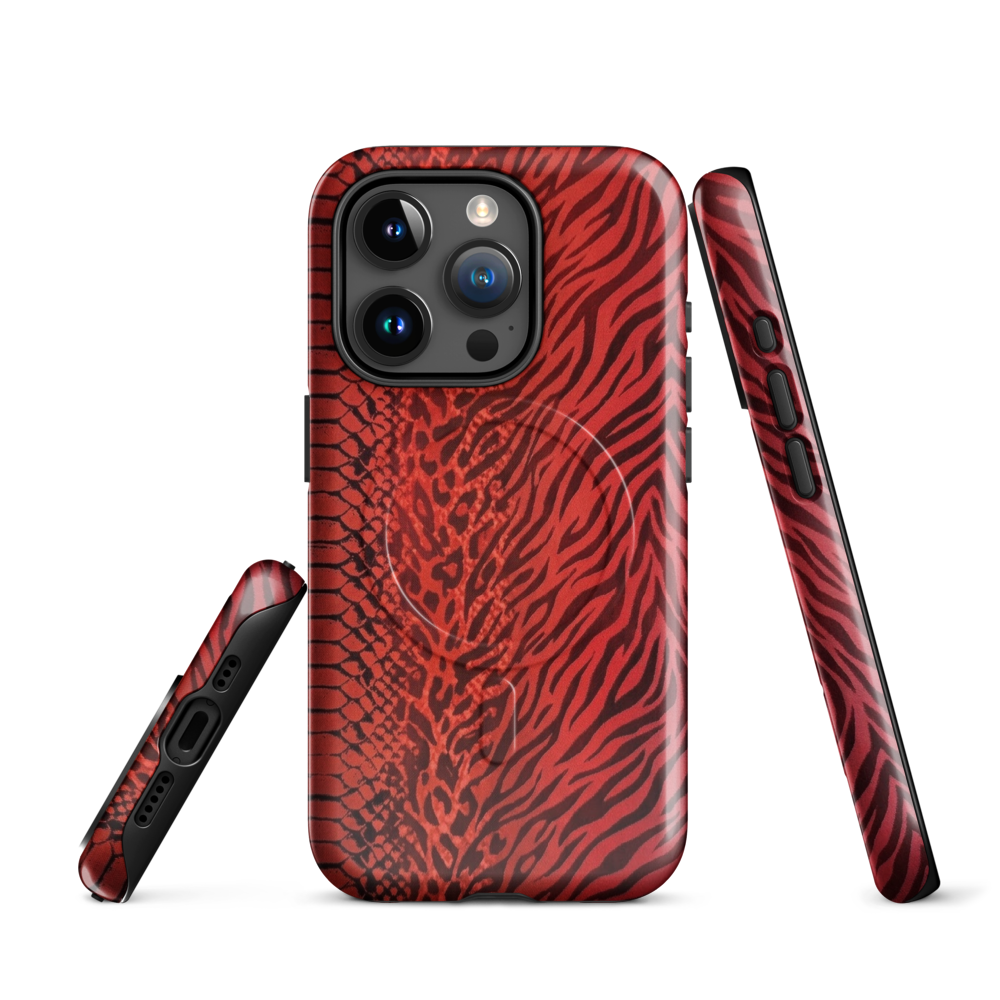 Red Zebra Snake & Leopard Print MagSafe Tough Case for iPhone®