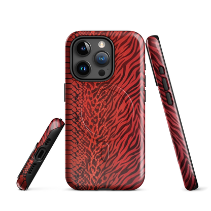 Red Zebra Snake & Leopard Print MagSafe Tough Case for iPhone®