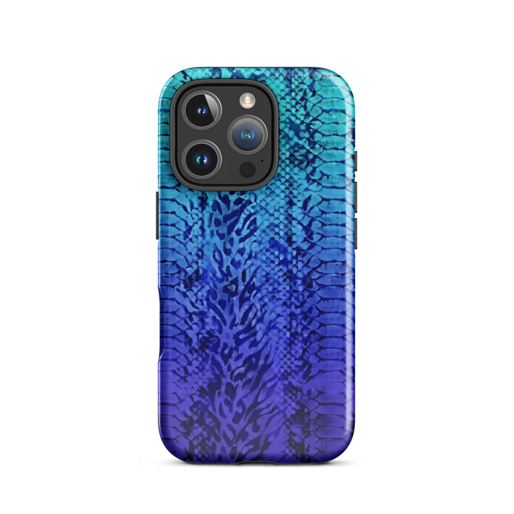 Vibrant Blue Snake & Leopard Print Tough Case for iPhone®