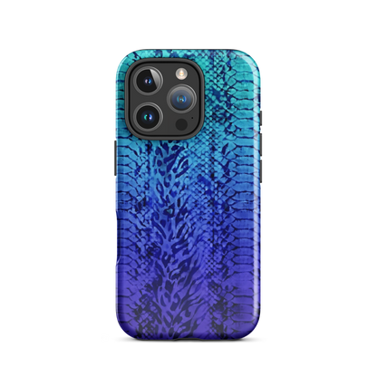 Vibrant Blue Snake & Leopard Print Tough Case for iPhone®