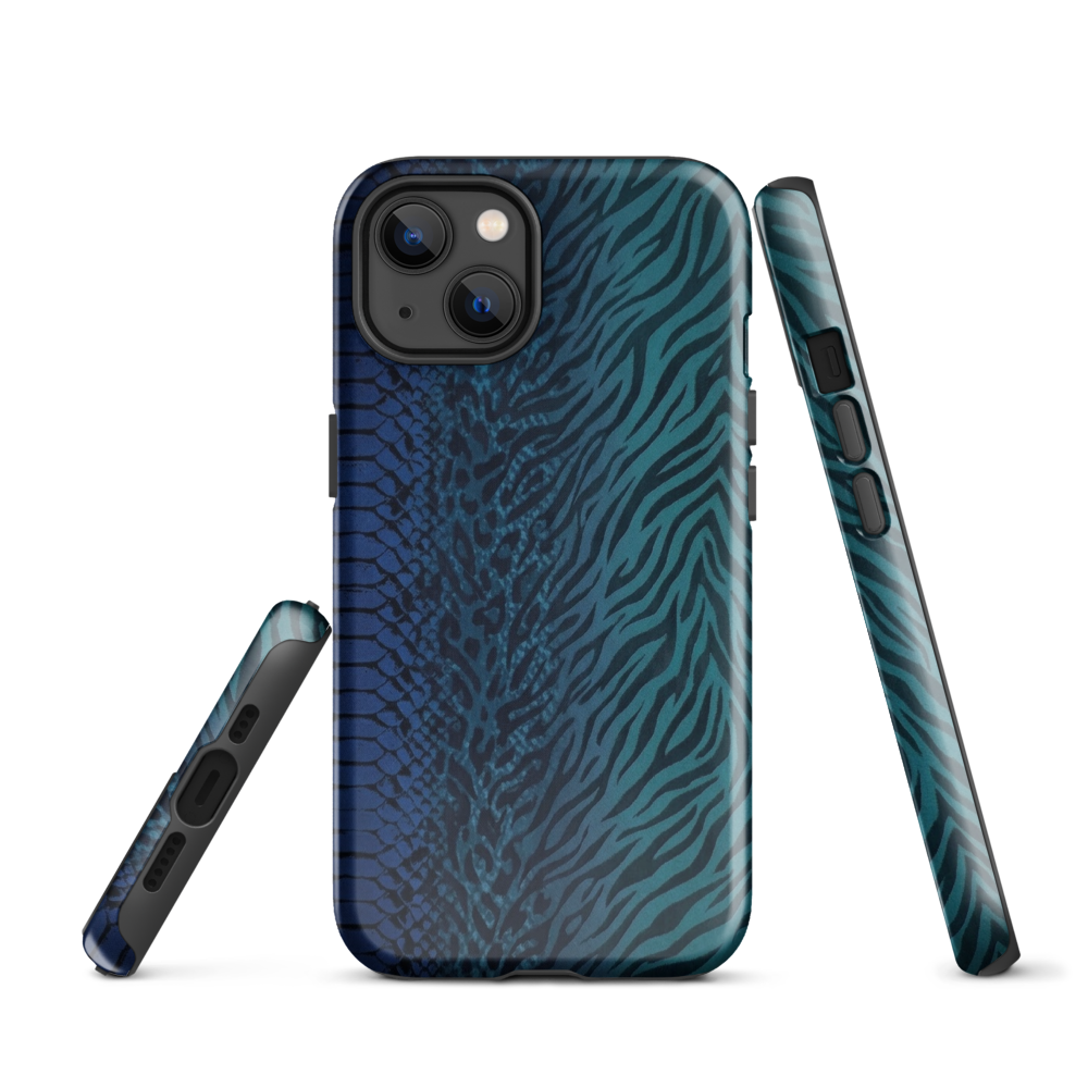 Blue & Teal Snake Skin Zebra & Leopard Print Tough Case for iPhone®