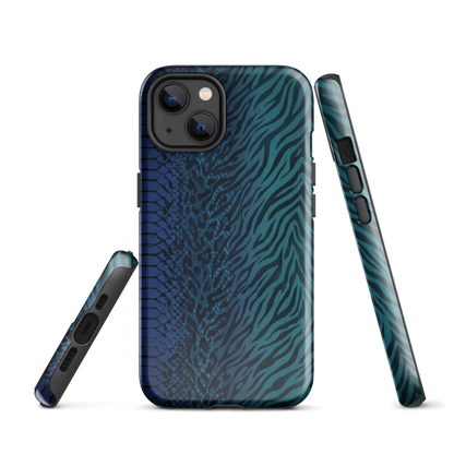 Blue & Teal Snake Skin Zebra & Leopard Print Tough Case for iPhone®