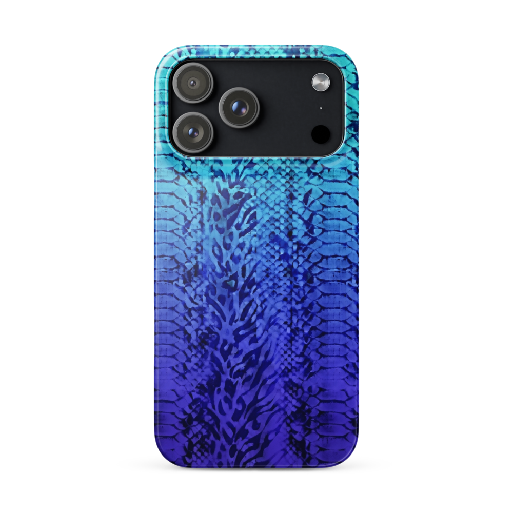 Vibrant Blue Snake Skin & Leopard Print Snap Case for iPhone