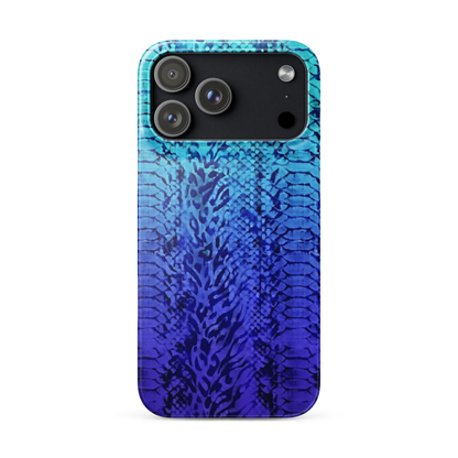 Vibrant Blue Snake Skin & Leopard Print Snap Case for iPhone
