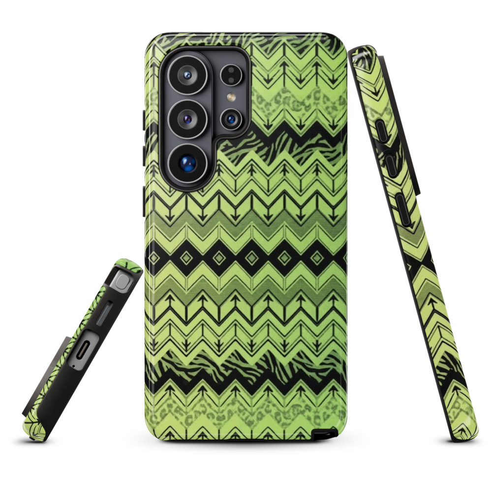 Lime Green Zebra & Leopard Print Chevron Tough Case for Samsung