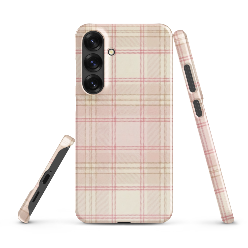 Pink & Cream Plaid Coquette Print Snap Case for Samsung