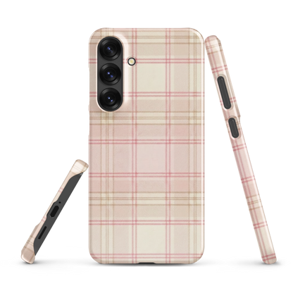 Pink & Cream Plaid Coquette Print Snap Case for Samsung