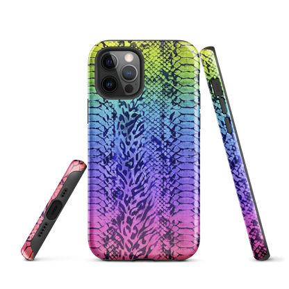 Neon Rainbow Snake Skin & Leopard Print Tough Case for iPhone®