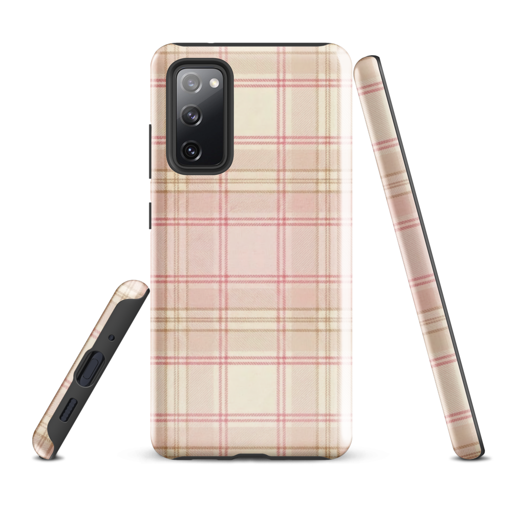 Pink & Cream Plaid Coquette Print Tough Case for Samsung