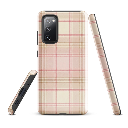 Pink & Cream Plaid Coquette Print Tough Case for Samsung