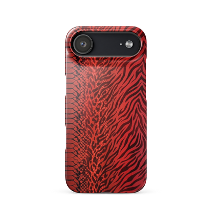 Red Zebra Snake & Leopard Print Snap Case for iPhone