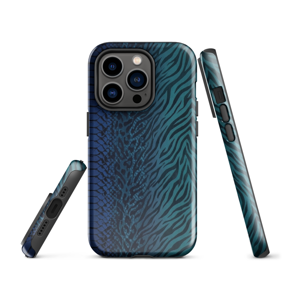 Blue & Teal Snake Skin Zebra & Leopard Print Tough Case for iPhone®
