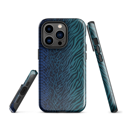 Blue & Teal Snake Skin Zebra & Leopard Print Tough Case for iPhone®