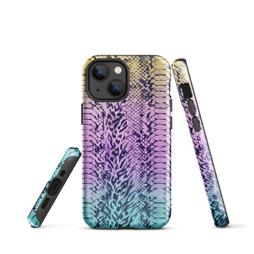 Faded Rainbow Snake Skin Zebra & Leopard Print Tough Case for iPhone®