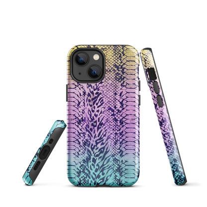 Faded Rainbow Snake Skin Zebra & Leopard Print Tough Case for iPhone®