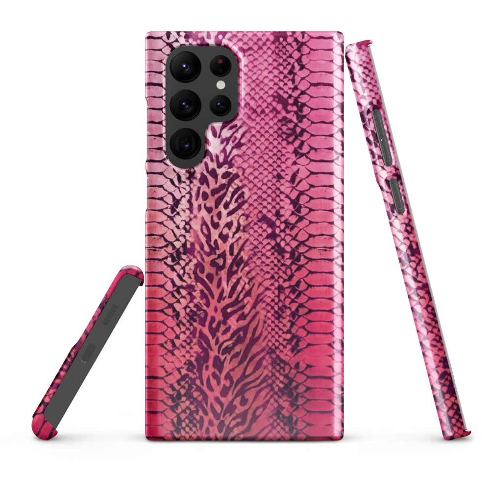 Neon Pink Snake Skin & Leopard Print Snap Case for Samsung