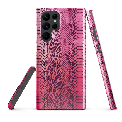 Neon Pink Snake Skin & Leopard Print Snap Case for Samsung