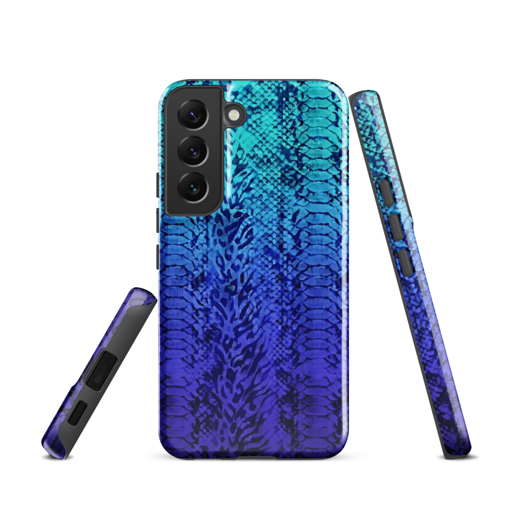 Vibrant Blue Snake & Leopard Print Tough Case for Samsung