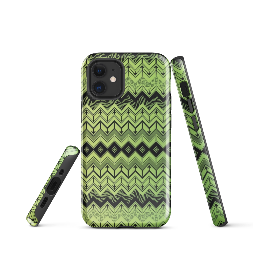 Lime Green Chevron Zebra & Leopard Print Tough Case for iPhone®