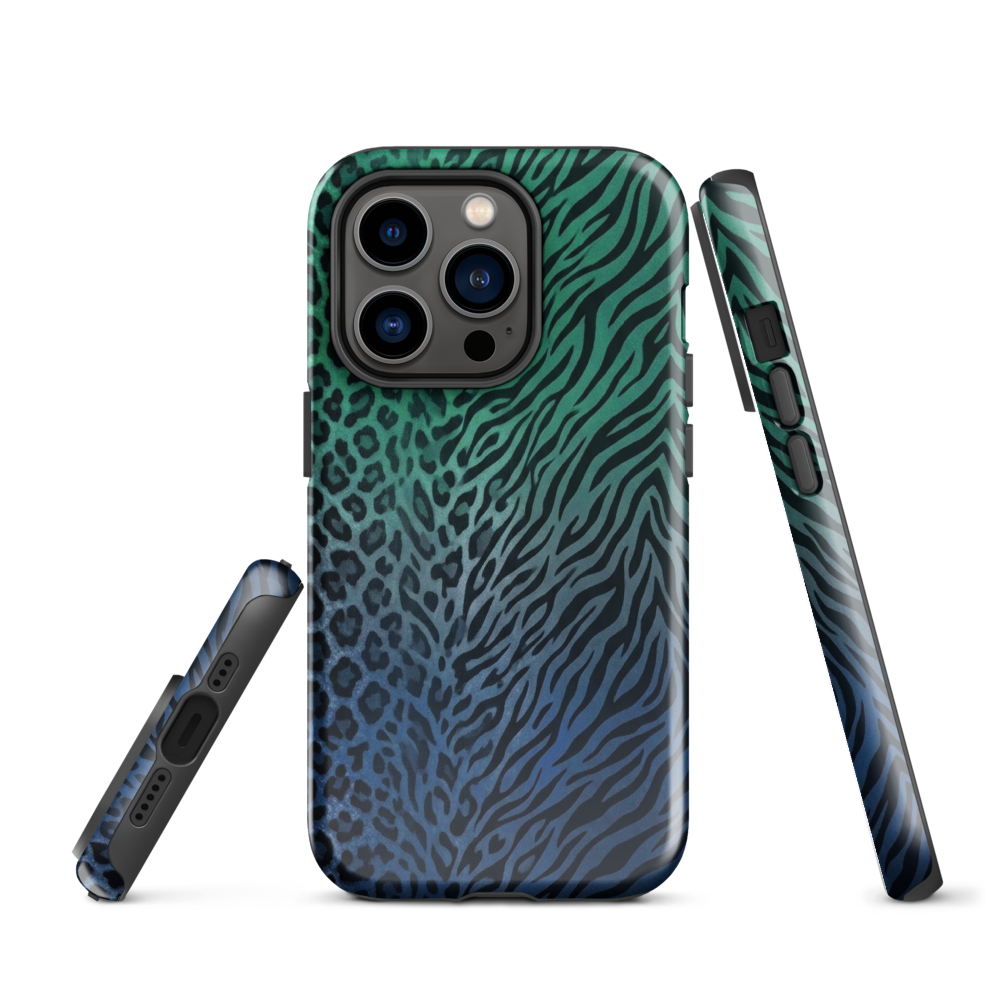 Blue to Teal Zebra & Leopard Print  Tough Case for iPhone®