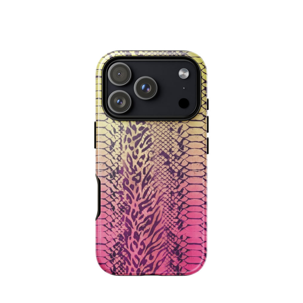 Yellow & Pink Snake Skin & Leopard Print Tough Case for iPhone®