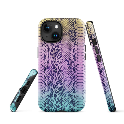 Faded Rainbow Snake Skin Zebra & Leopard Print Tough Case for iPhone®
