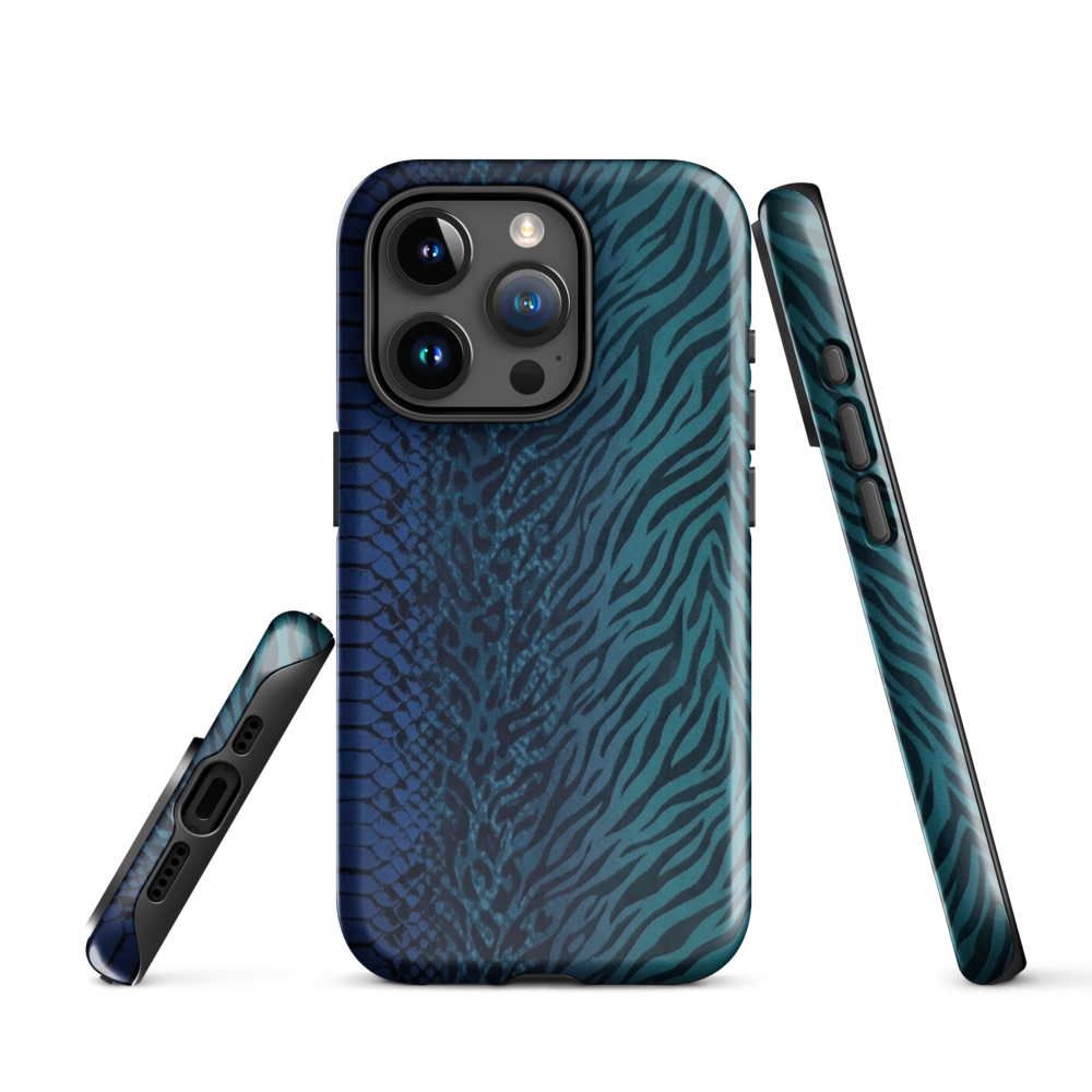 Blue & Teal Snake Skin Zebra & Leopard Print Tough Case for iPhone®