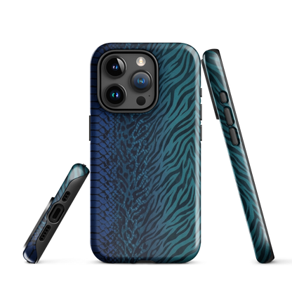 Blue & Teal Snake Skin Zebra & Leopard Print Tough Case for iPhone®