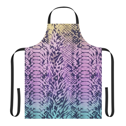 Faded Rainbow Snake Skin & Leopard Print Strap Apron