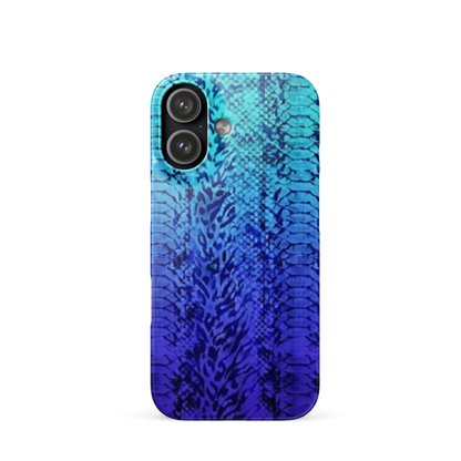 Vibrant Blue Snake Skin & Leopard Print Snap Case for iPhone