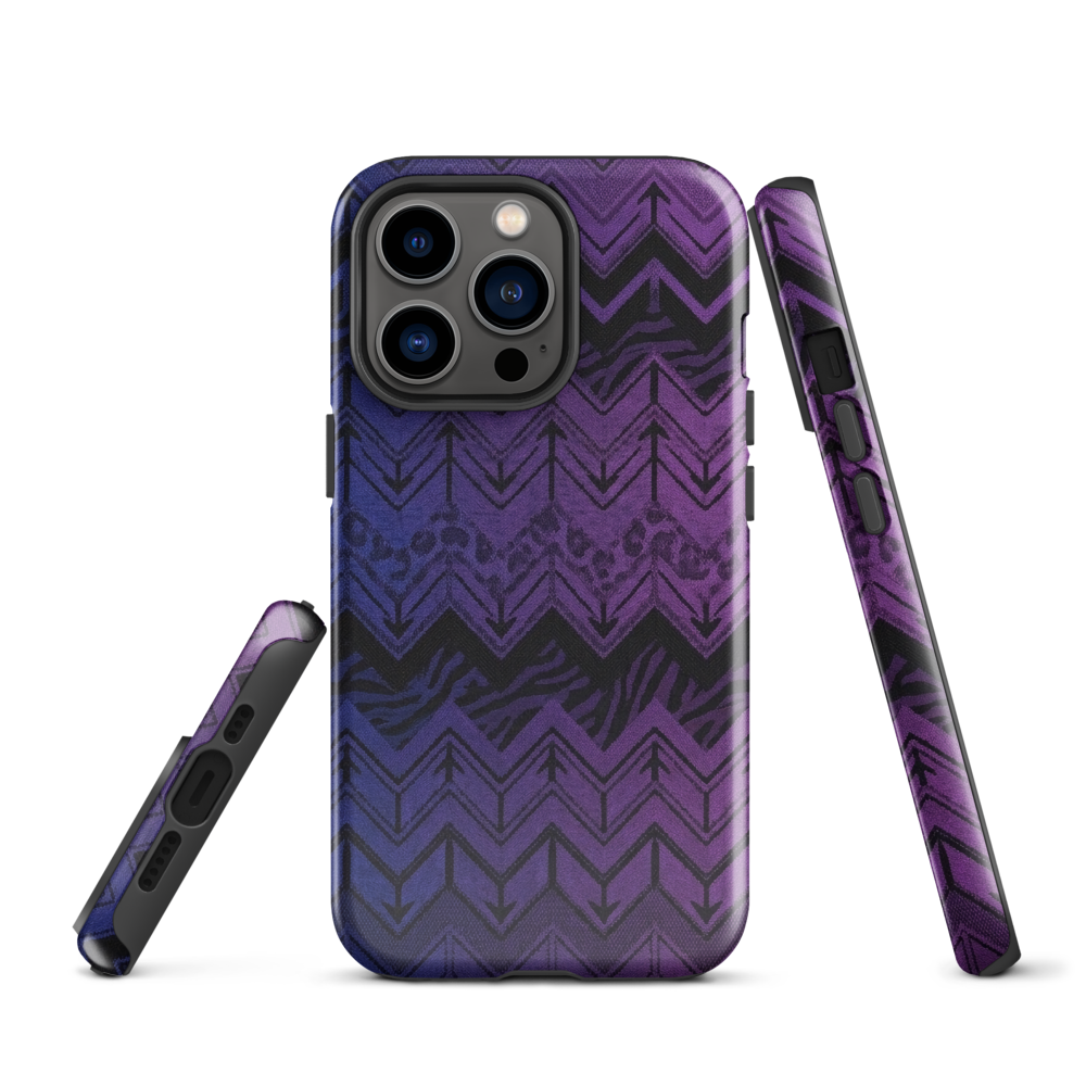 Purple to Blue Chevron Zebra & Leopard Print Tough Case for iPhone®