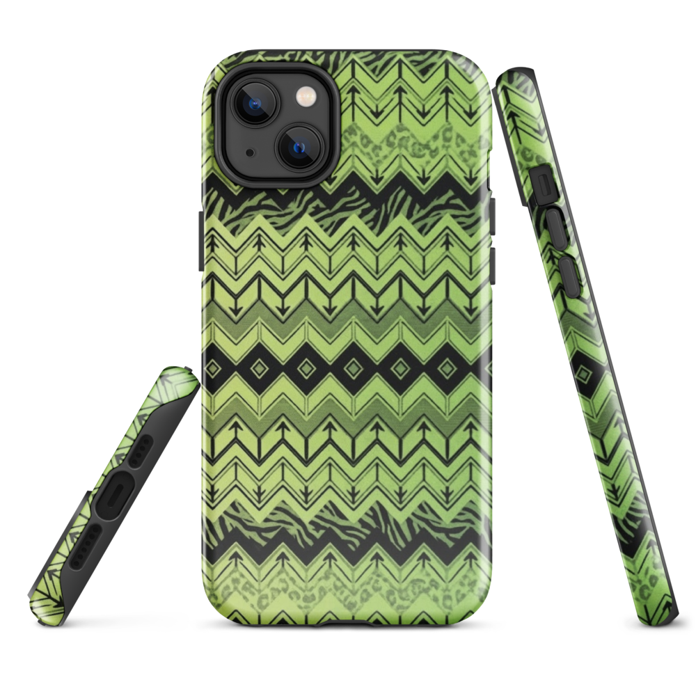 Lime Green Chevron Zebra & Leopard Print Tough Case for iPhone®