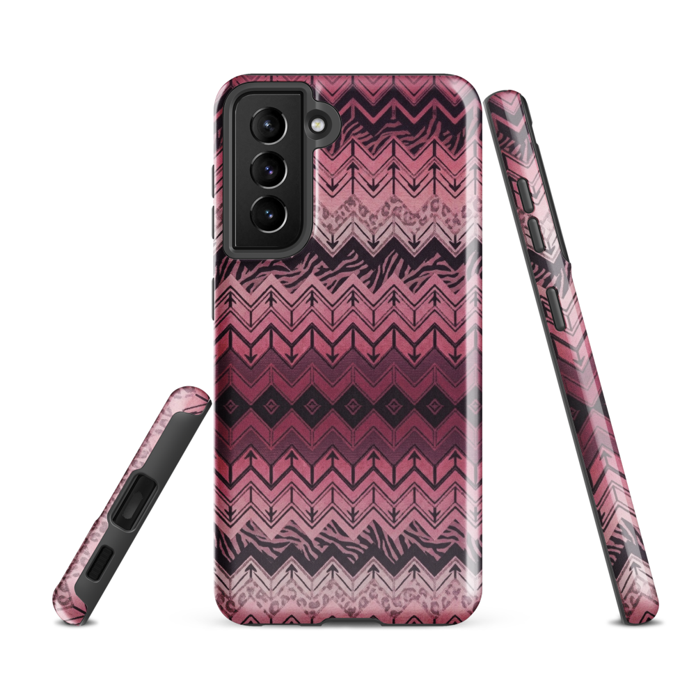 Pink Chevron Pattern Leopard & Zebra Print Tough Case for Samsung