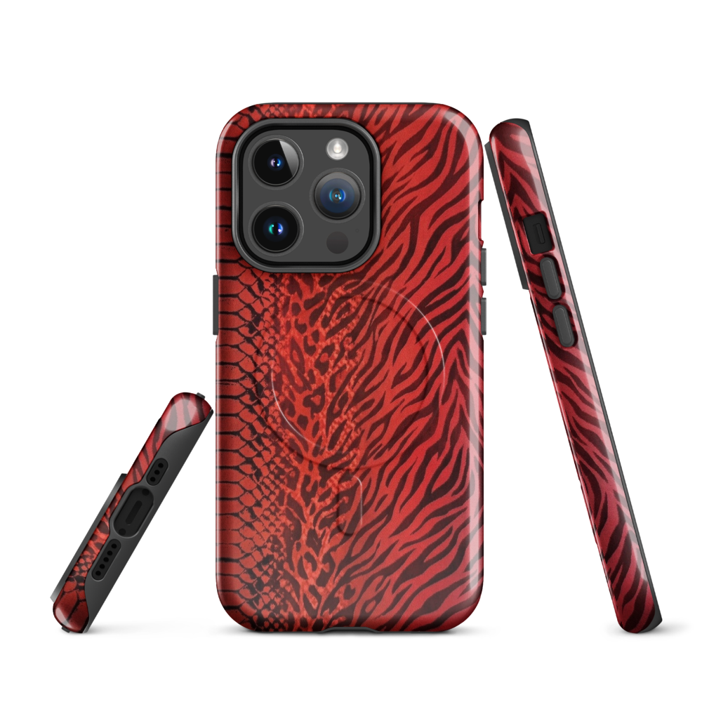 Red Zebra Snake & Leopard Print MagSafe Tough Case for iPhone®