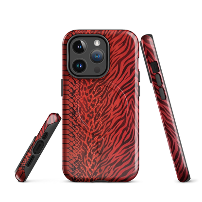 Red Zebra Snake & Leopard Print MagSafe Tough Case for iPhone®