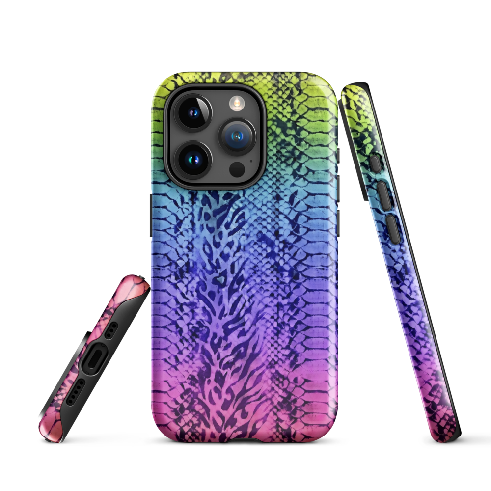 Neon Rainbow Snake Skin & Leopard Print Tough Case for iPhone®