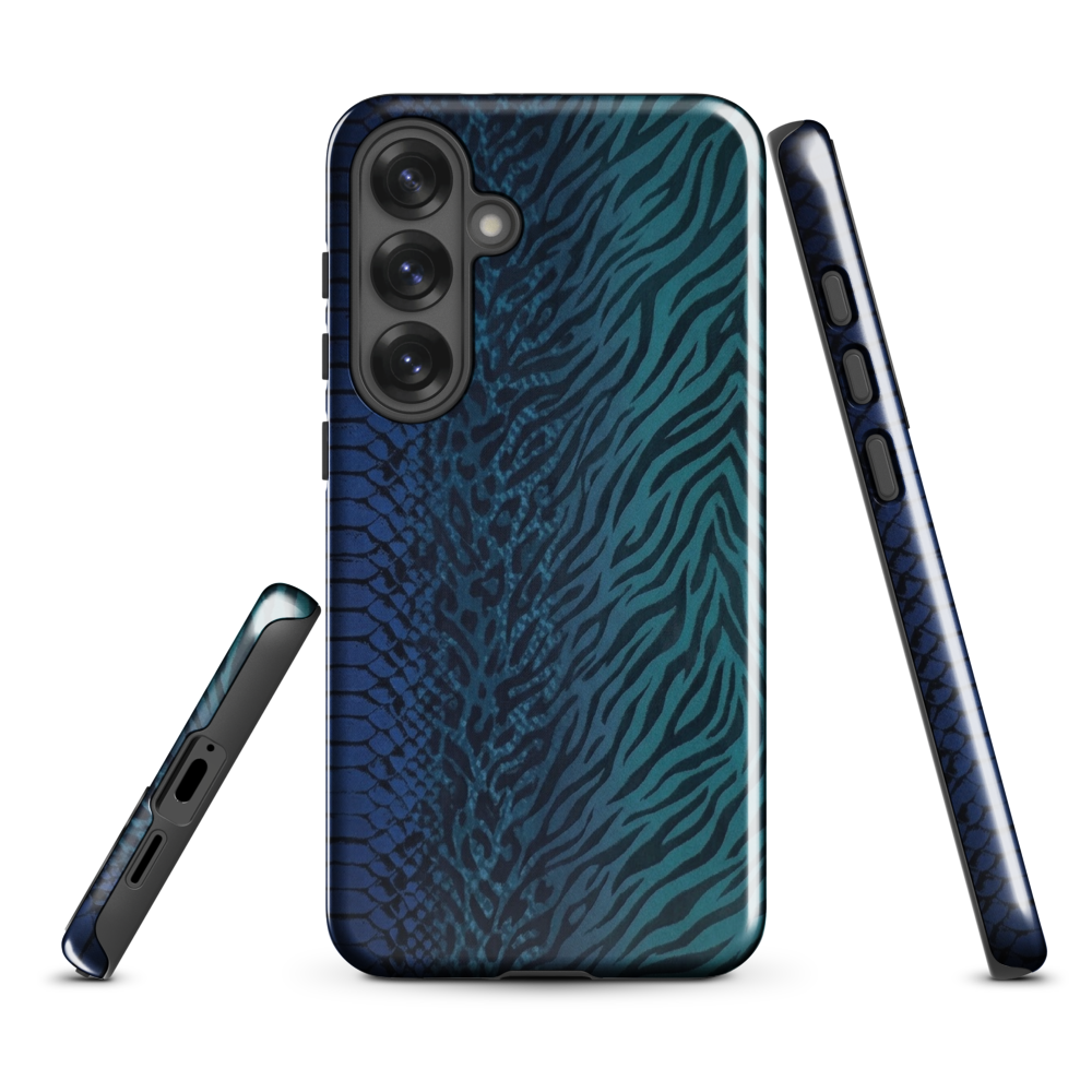 Blue & Teal Snake Skin Zebra & Leopard Print Tough Case for Samsung