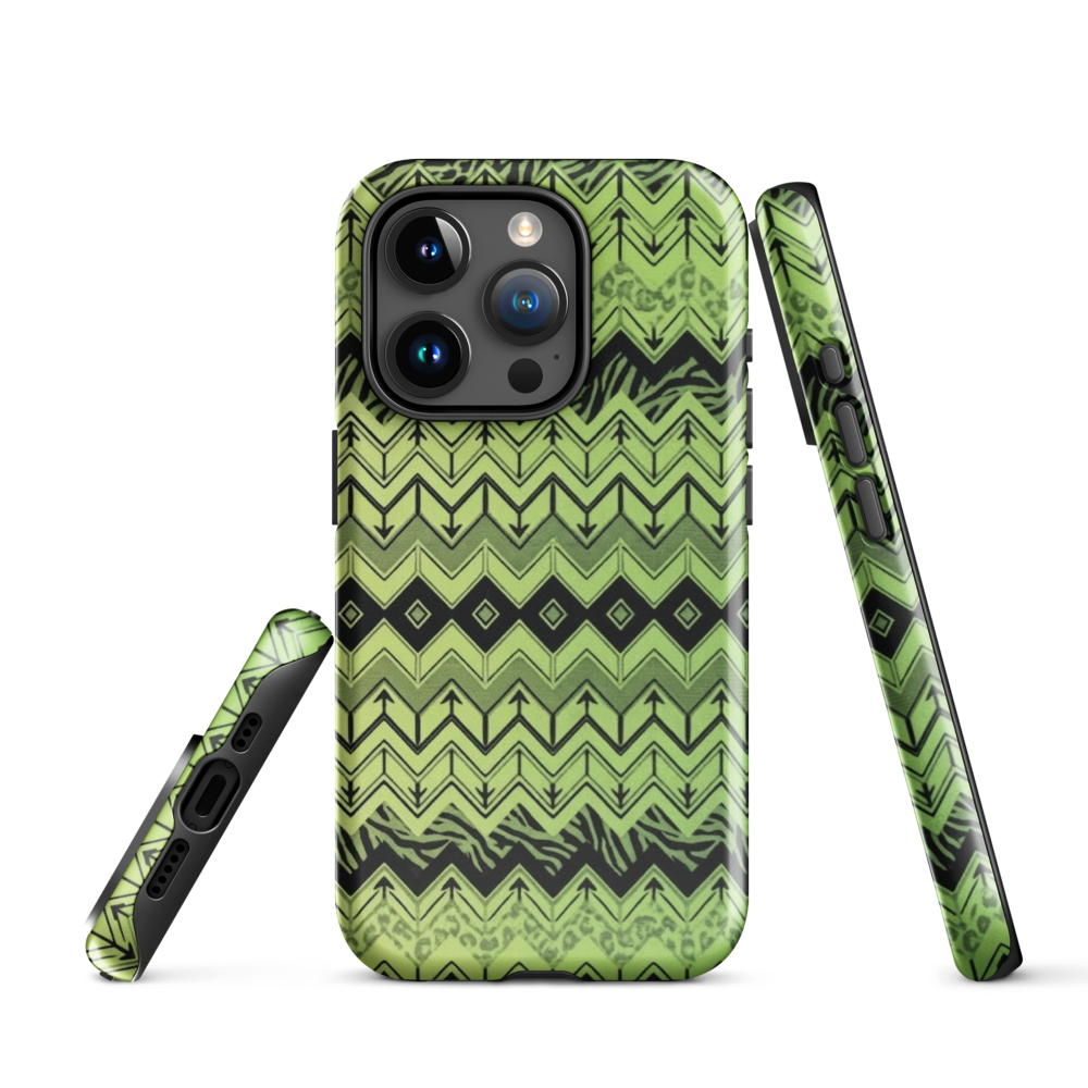 Lime Green Chevron Zebra & Leopard Print Tough Case for iPhone®