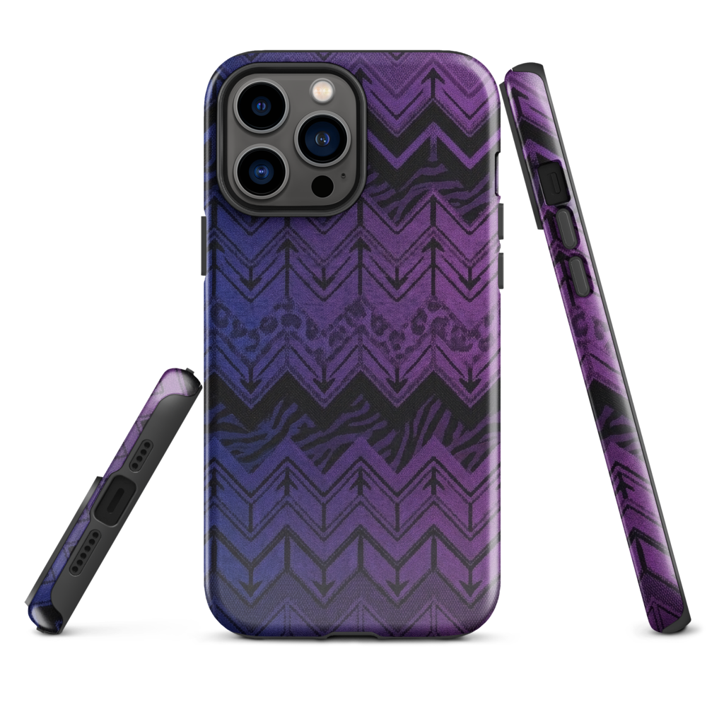Purple to Blue Chevron Zebra & Leopard Print Tough Case for iPhone®